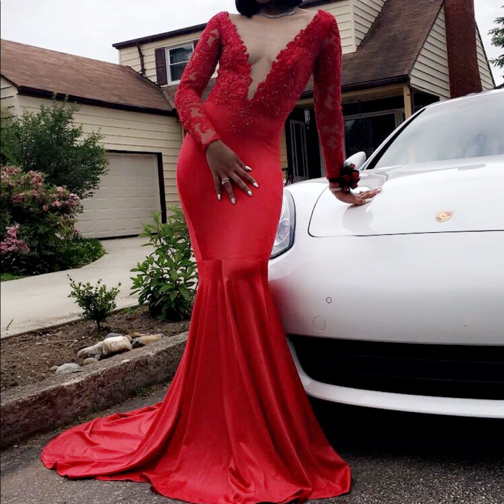 Red Custom Made Prom Dress